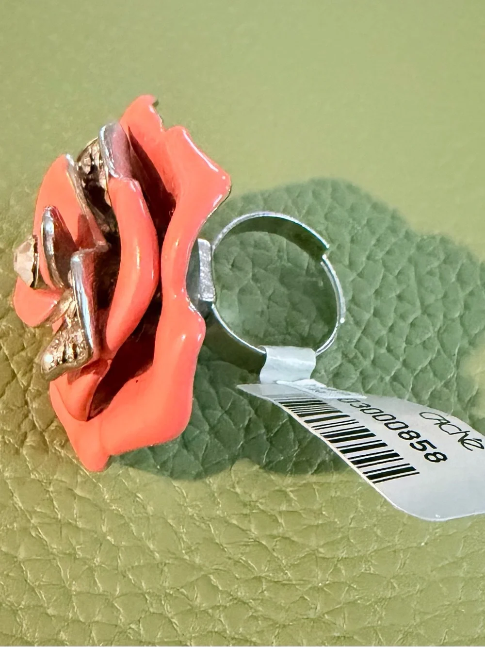 Coral Flower Crystal Accent Ring - Women Jewelry